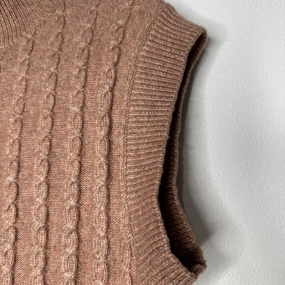 Cupcakes and Cashmere Cable Knit Sweater Vest Size S Mock Neck Brown - Picture 3 of 8